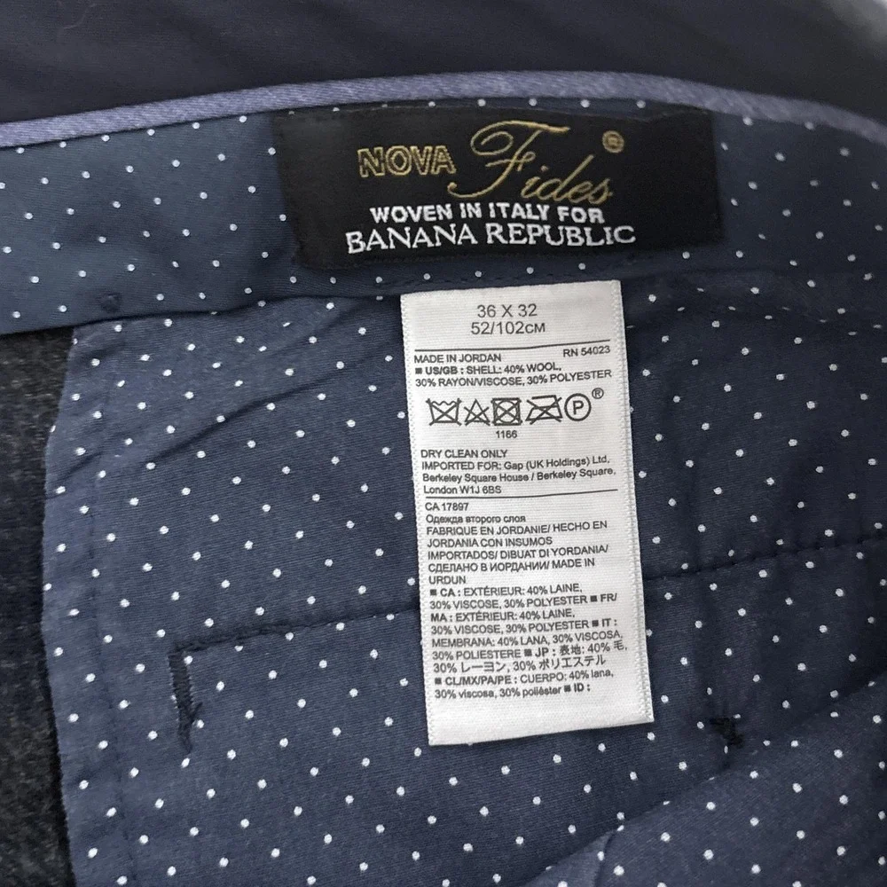 Banana Republic Pants 36x32 Aiden Fit Nova Fides Italian Wool Blue Plaid Flannel